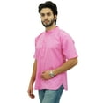 thumbnail image 3 of Atasi Men's Mandarin Collar Cotton Short Kurta Casual Ethnic Shirt-Small, 3 of 7
