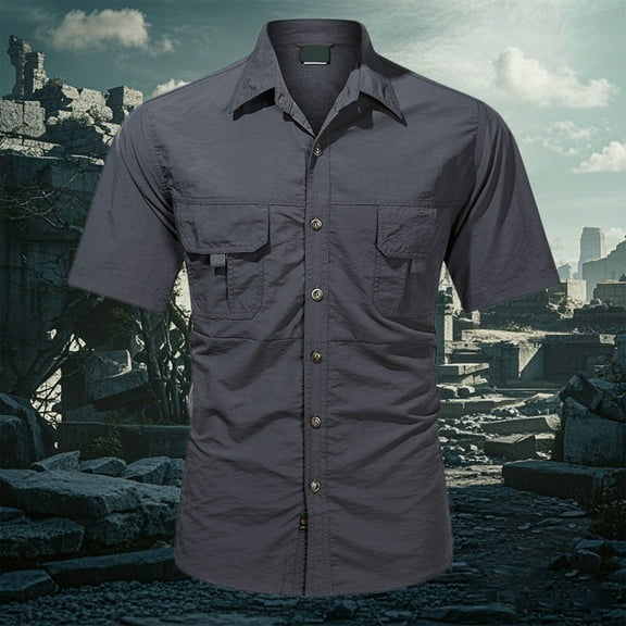 ZZHZGZ Late July Mens T-Shirts Graphic Men's Outdoor Shirt Loose fit Breathable Hiking Shirt with Pockets Summer Short Sleeve Casual Mountaineering Top L