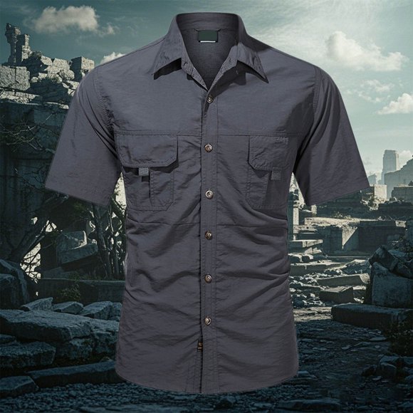Chemise d'Extérieur pour Homme Coupe Ample Respirante Haut de Randonnée avec Poches Convenant aux Aventures Estivales Décontractées