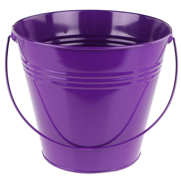 Metal Pail Bucket Party Favor, 7Inch, Purple