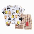 thumbnail image 4 of mgoYE Toddler Girls Summer Clothes Baby Boy Outfits Sleeveless Patchwork T-Shirt + Shorts Set 2Pcs Summer Gift|Khaki 6-12 Months, 4 of 7