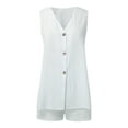 thumbnail image 5 of Riforla Womens Summer Two Piece Outfits Casual Shorts Set Sleeveless V Neck Button Down Tank Tops and Shorts Tracksuit White M, 5 of 8