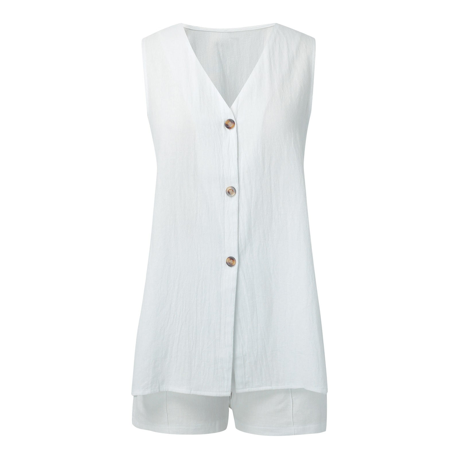 Jhlzhs Shorts Sets Women 2 Piece Outfits Dressy Women s Summer Pure Cotton Sleeveless Top And Shorts Two Piece Set 2 Piece Shorts Set For Women Two Pi