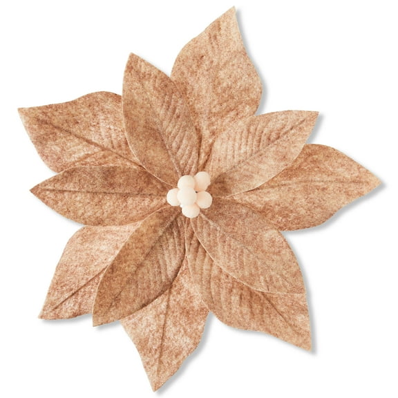 Deluxe Poinsettia Decorative Christmas Clip, Brown and Cream, 12", by Holiday Time