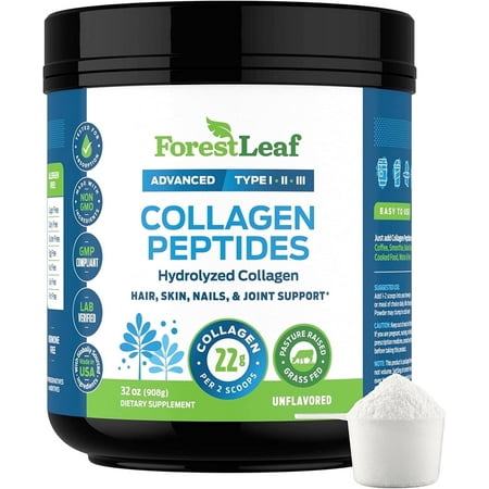Forest Leaf Hydrolyzed Collagen Peptides Powder Unflavored Protein Powder, 2lb