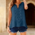 thumbnail image 2 of Womens Tank Tops 2026 Summer V Neck Sleeveless Cotton Linen Shirts Loose Fit Lace Boho Blouse Clothes Embroidered Eyelet Dressy Casual Blouses Beach Vacation Clothes Mint Green M, 2 of 6