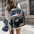 thumbnail image 4 of Iauyy Clear Backpack Heavy Duty PVC Transparent Backpack for College Workplace, Vintage Flag Sea-fish, 4 of 8