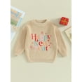 thumbnail image 2 of Bagilaanoe Newborn Baby Girl Boy New Year Clothes Knitted Sweater Long Sleeve Letters Embroidery Pullover 3M 6M 9M 12M 18M Infant Warm Jumpers Tops Fall Loose Knitwear, 2 of 9
