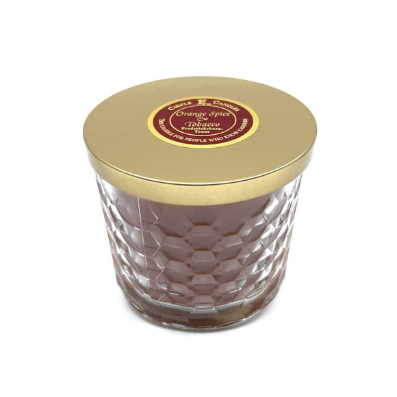 Circle E Candles, Orange Spice and Tobacco Scent, Medium Size Jar Candle, 17oz, 2 Wicks