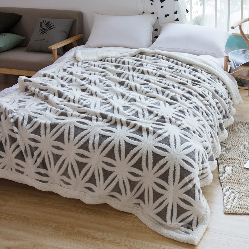 Silver Luxury Faux Fur Mink Throw Sofa Warm Flee Blanket Bed Double 150x200cm 