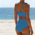thumbnail image 5 of Xdegoge Swimsuits for Women Scoop Neck Crop Top High Waisted Bikini Sets Smooth Solid Color Flattering Full Coverage Summer Vacation Swimwear, 5 of 7