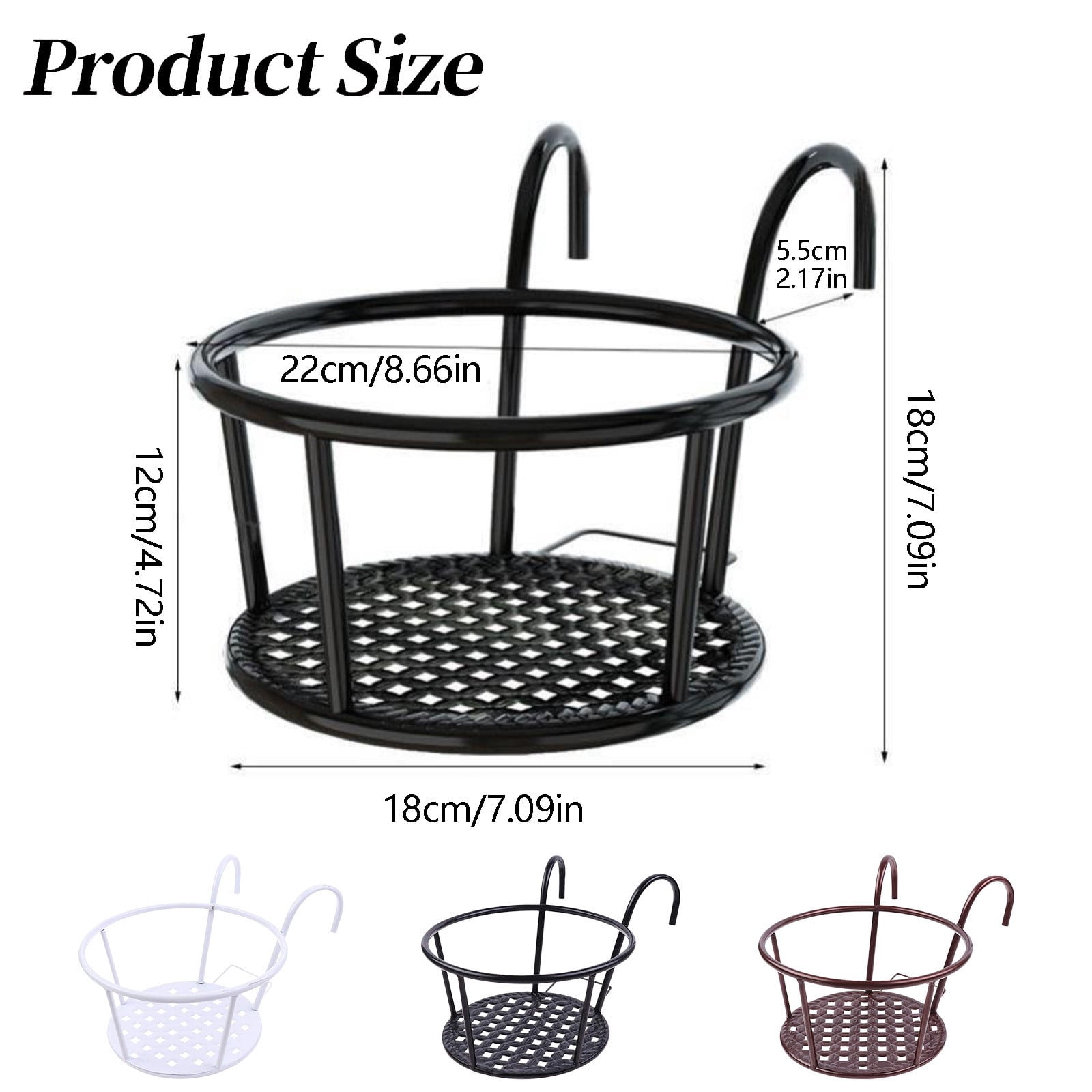 XKHZJL Hanging Planter Shelf Decorative Flower Pot Plant Holder, Iron Hanging Plant Holder Over The Rail Metal Fence Planters, Hanging Bucket Flower Pot Holder for Patio Balcony Outdoor Plants