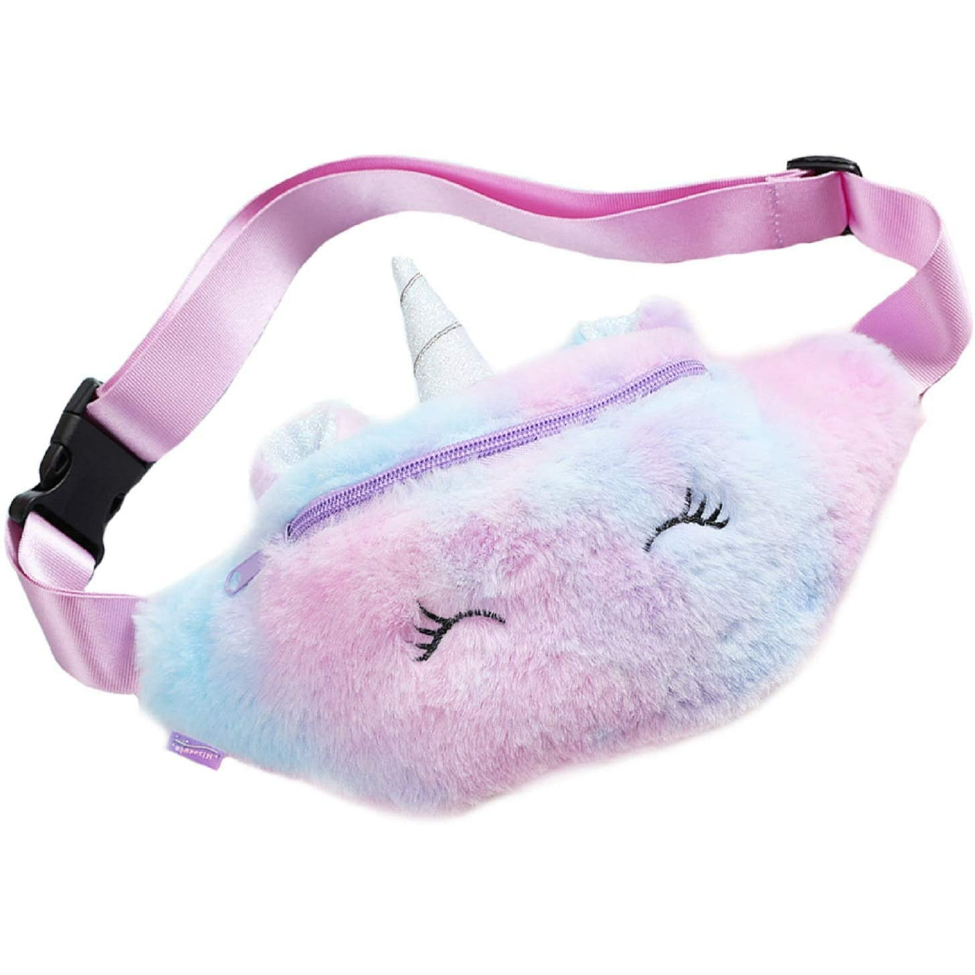 Cute Funny Unicorn Fanny Pack Bum Bag Waist Bag Chest Bag Crossbody Shoulder Bag Belt Bag Adjustable Catoon Fuzzy Plush Animal Pack for Kids Girls