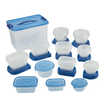 Mainstays 92 Piece Food Storage Variety Value Set, Blue Lids
