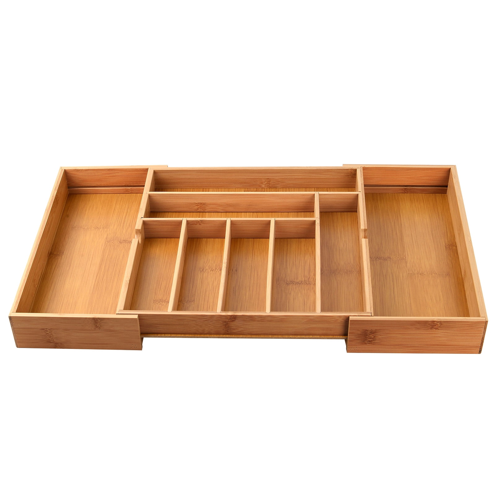 Adjustable Bamboo Flatware Organizer, Expandable Kitchen Utensils Drawer Organizer