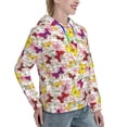 thumbnail image 6 of Fotbe Butterflies and Vintage Pattern Womens Long Sleeve Hoodie, Pullover Hooded Sweatshirt, Kangaroo Pocket Hoodie with Eye-catching Drawstrings-Small, 6 of 7