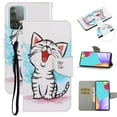 thumbnail image 1 of SaniMore for Samsung Galaxy A73 5G 6.7" 2022 Wallet Case, Color Painting Pattern with Kickstand Card Slots Detachable Wrist Strap Girls Women PU Leather Case Magnetic Clasp, White Cat, 1 of 8