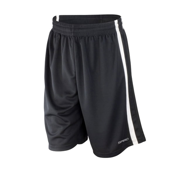 Spiro - Pantalones cortos de baloncesto secado rápido hombre caballero (Negro/Blanco)