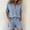 Blue, variant on Linen Outfits Women 2 Piece Collar Button Down Short Sleeve Matching Set Tops and Shorts Summer Casual Lounge Vacation Breathable Beach Clothes