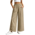 thumbnail image 2 of Sevevn Women’s Elastic High-Waisted Tiered Hem Palazzo Pants Flowy Wide Leg Casual Trousers with Side Pockets, 2 of 9