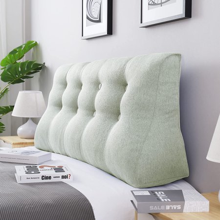 Rounuo Elevated Headboard Pillow Wedge Full Large Bolster Pillow for Bed Curved Reading Pillow Back Support Pillow for Sitting Up in Bed XXL Couch Daybed Bed Rest Backrest Cushion Linen Off White