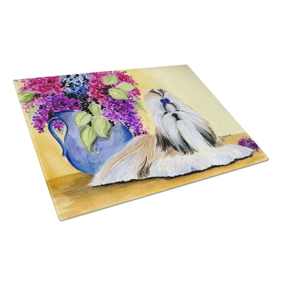 Caroline's Treasures SS8341LCB Shih Tzu Glass Cutting Board Large, 12H x 16W, multicolor