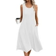 thumbnail image 2 of UVEASISHA Sleeveless Dresses for Women Handkerchief Hem Midi Tank Dress Flowy Casual Beach Sundress with Pockets White XXL, 2 of 5
