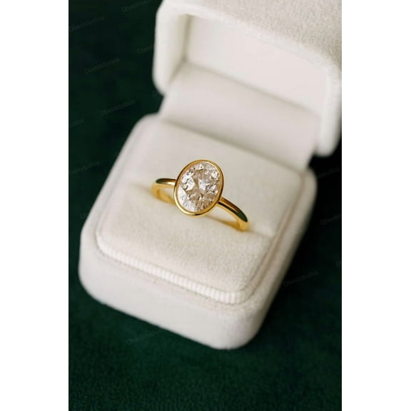 DBESTSTUDIOS Oval Bezel Solitaire Ring Brilliant Cut Lab Diamond Engagement Ring Dainty Promise Bezel Ring Solitaire Bezel Ring Vintage Bridal Set Simple