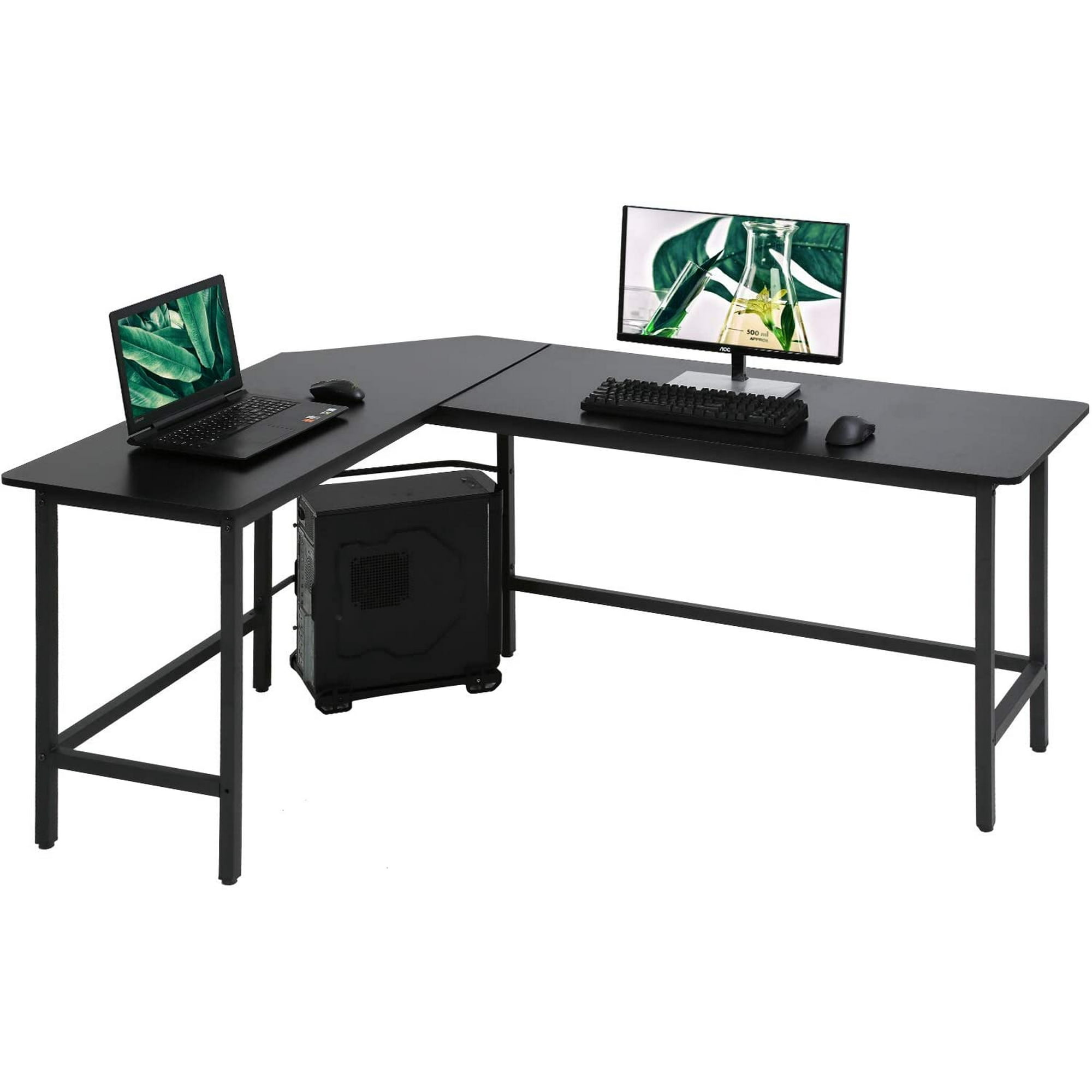 Computer Desk Gaming Desk Office L Shaped Desk Pc Wood Home Large Work  Space Corner Study Desk Workstation (Black) | Walmart Canada