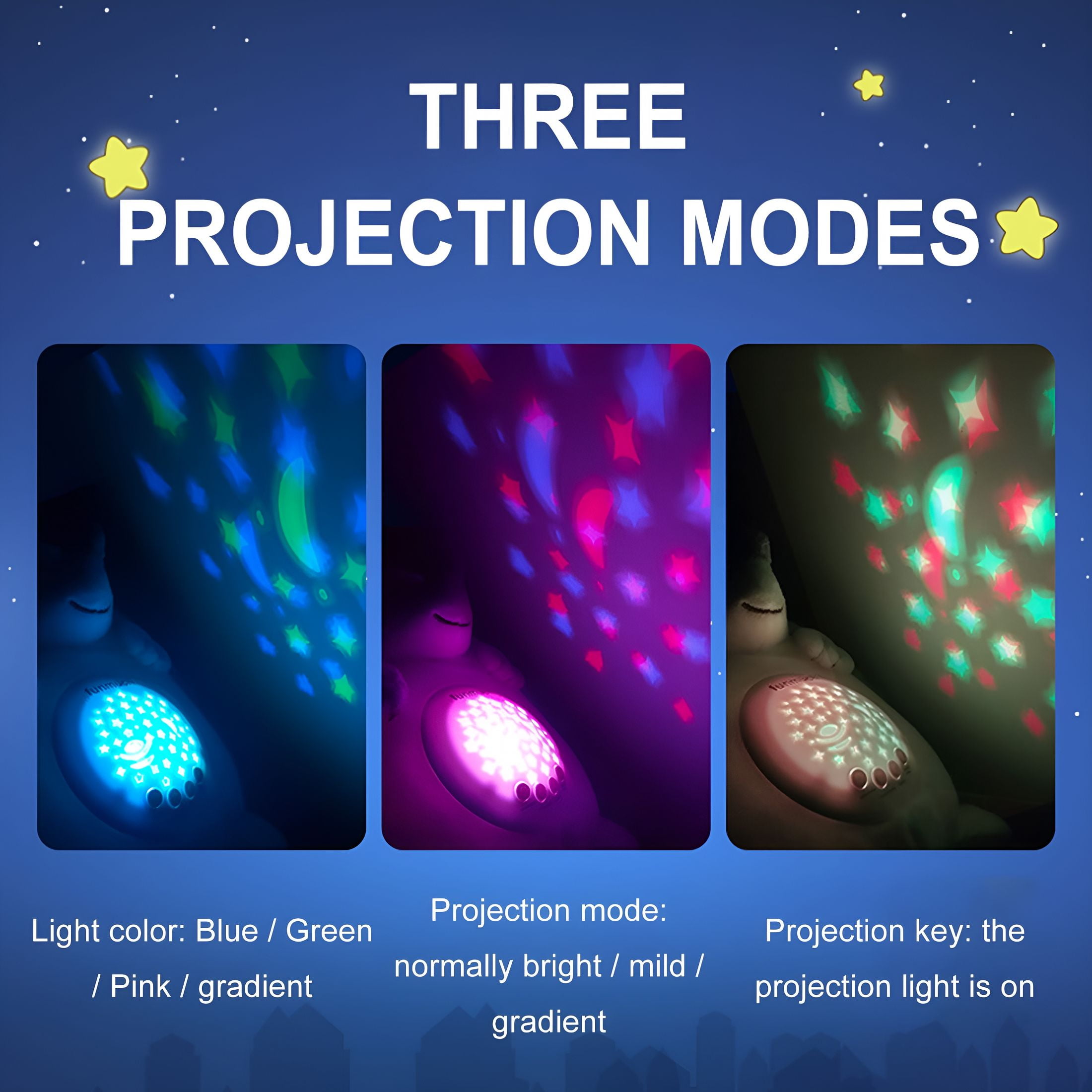 HBMYN Baby Sleep Stuffed Animal LED Light Projector with Soothing Music Hedgehog Owl