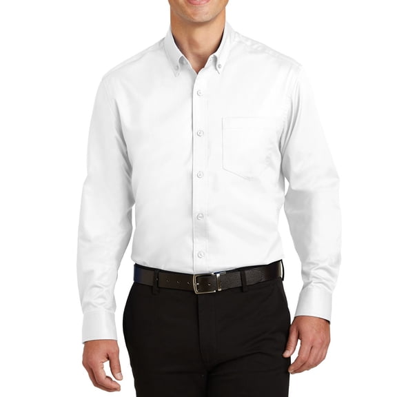 Just Blanks Tall SuperPro Twill Shirt Back Shoulder Pleats Left Chest Pocket, White, 4XLT