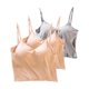thumbnail image 1 of Puntoco Camisetas ajustadas para mujer, 3 piezas, para mujer, cuello en V liso, cortas, finas, acolchadas, sin aro de acero, con tirantes integrados y acolchados en el cuello en V, 1 of 6