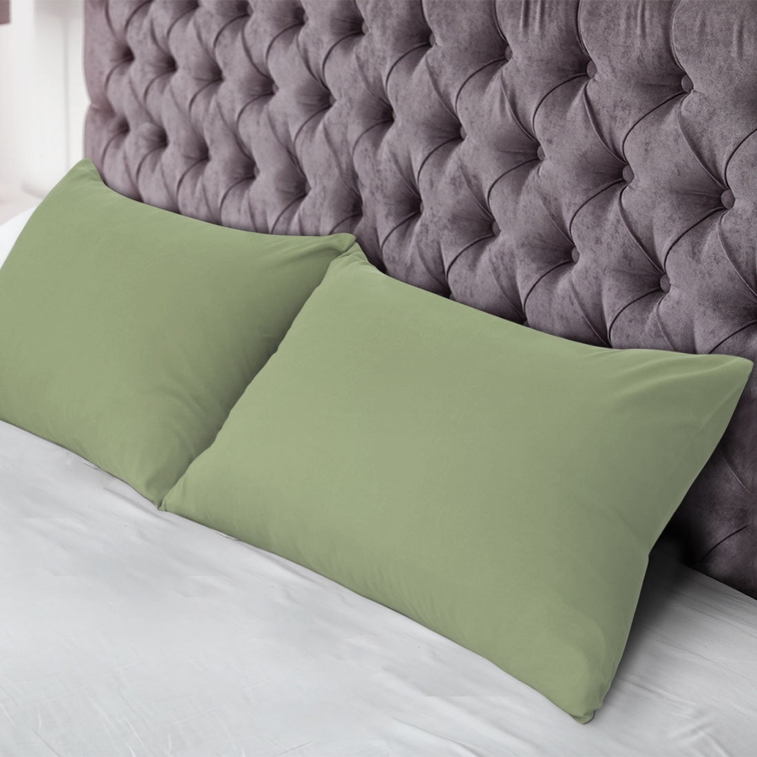 Unique Bargains 2-Pack Solid Microfiber Pillowcases, King, Sage