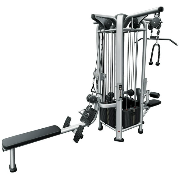 French Fitness FFS Silver 4 Stack Multi Jungle Gym Multifunctional, Silver, 95"