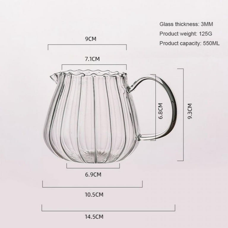 Taykoo Glass Tea Pitcher Small Glass Pitcher High Temperature Resistant Clear Glass Tea Cup Fair Cups with Handle, Size: 14.5*9.3cm, A3