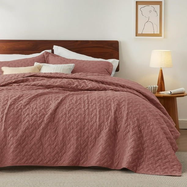 Colcha Bedsure tamaño queen, ligera, rosa grisáceo