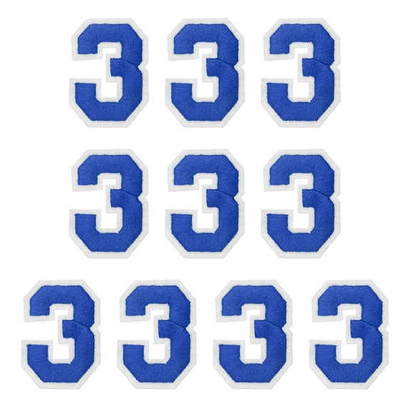 Uxcell Embroidered Numbers Patches, Numbers 3 Applique Embroidered Patch Sew on Decals 1.77 Inch, Blue 10 Pcs