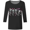 thumbnail image 4 of Trendfront Womens Skeleton Ribbon Graphic T Shirts Crewneck 3/4 Sleeve Awareness Print Casual Support Tee Tops, 4 of 4