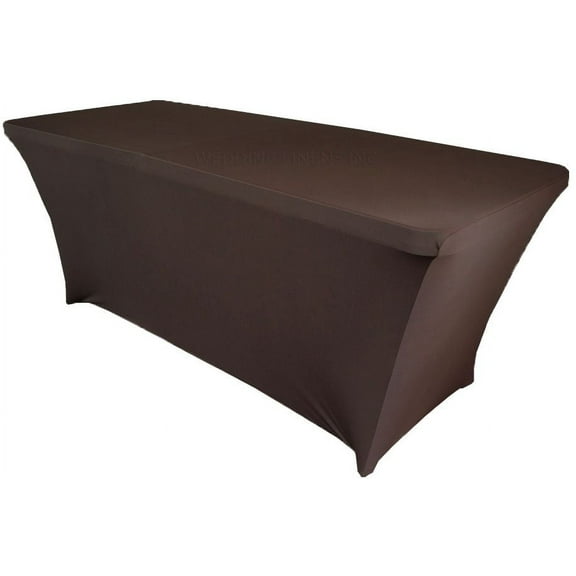 Wedding Linens Inc. (200 GSM) Premium 5 FT Rectangular Spandex Stretch Fitted Table Cover Tablecloths - Chocolate