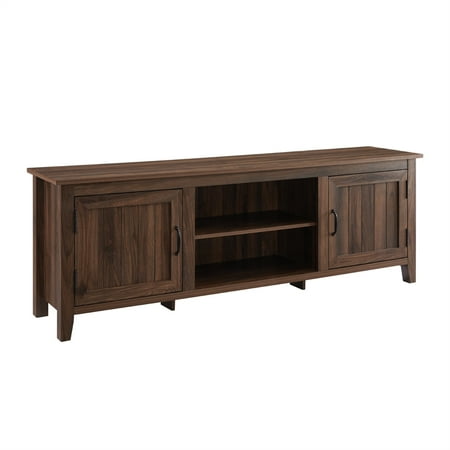 Walker Edison Meuble De Television En Bois A Porte Simple Cannelee Moderne De 70 Po De Ferme Noyer Fonce Walmart Canada