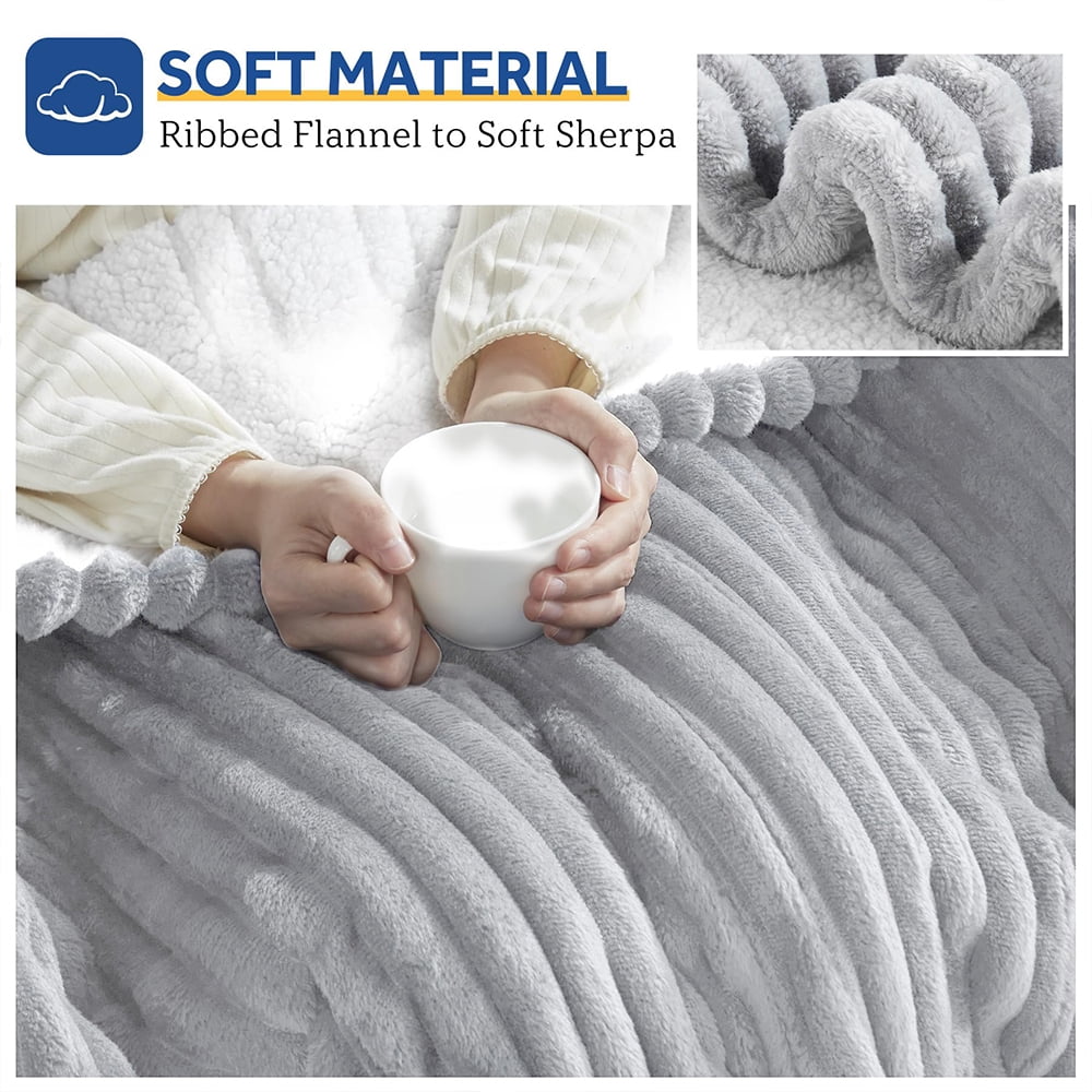 Heated Electric Throw Blanket, 50"x60", 6 Heat Levels, Auto-Off Timer, Machine Washable, Gray