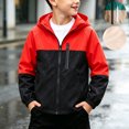 thumbnail image 2 of Atogsazn Kids Girls Full Zip Raincoat Children Casual Windproof Long Sleeve Rain Jacket Lightweight Tops Clothes Red 7-8 Years Fashion, 2 of 9