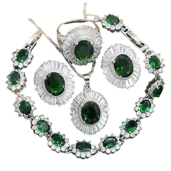 Giffor 5pcs Luxury 18K Plated Gold Formal Jewelry Set For Women,Stud Earrings, Bracelet,Rings And Necklace Set,For Weddings,Party,Mother's Birthday Gifts