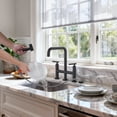 thumbnail image 3 of WOWOW Brass Double Handle Bridge Kitchen Faucet, Deck Mount Kitchen Sink Faucet with Side Sprayer, 3 of 9