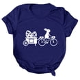 thumbnail image 1 of Pxiakgy Liquidation! T-Shirts de Pâques Col Rond pour Femmes Joyeuses Pâques Lapin avec Lunettes Blouse Décontractée Graphique Printemps Hauts Colorés Tee Femmes Topseaster Manches Courtes Chemise Décontractée Mode Bleue TG, 1 of 5