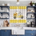 thumbnail image 2 of Curtains 63 Inch Length 2 Panels, Bee Truck Grommets Window Treatment Curtain, Yellow Honey Daisy Floral Plaid Wooden Grain Thermal Curtains Drapes for Living Room/Bathroom, 2 of 9