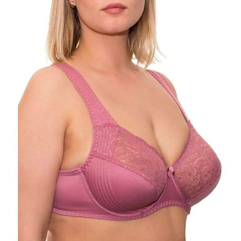 Wide Strap Bra Plus Size Full Coverage Underwire Support Panels 34 36 38 40  42 44 46 / C D E F G H I J ( 44I, Red)