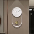 thumbnail image 3 of Reloj de pared minimalista con péndulo que no hace tictac, funciona con pilas. blanco, 3 of 7