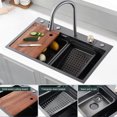 thumbnail image 5 of Black Stainless Steel Single- Bowl Drop - in Kitchen Sink with Integrated Drain and Overflow Design, 5 of 10