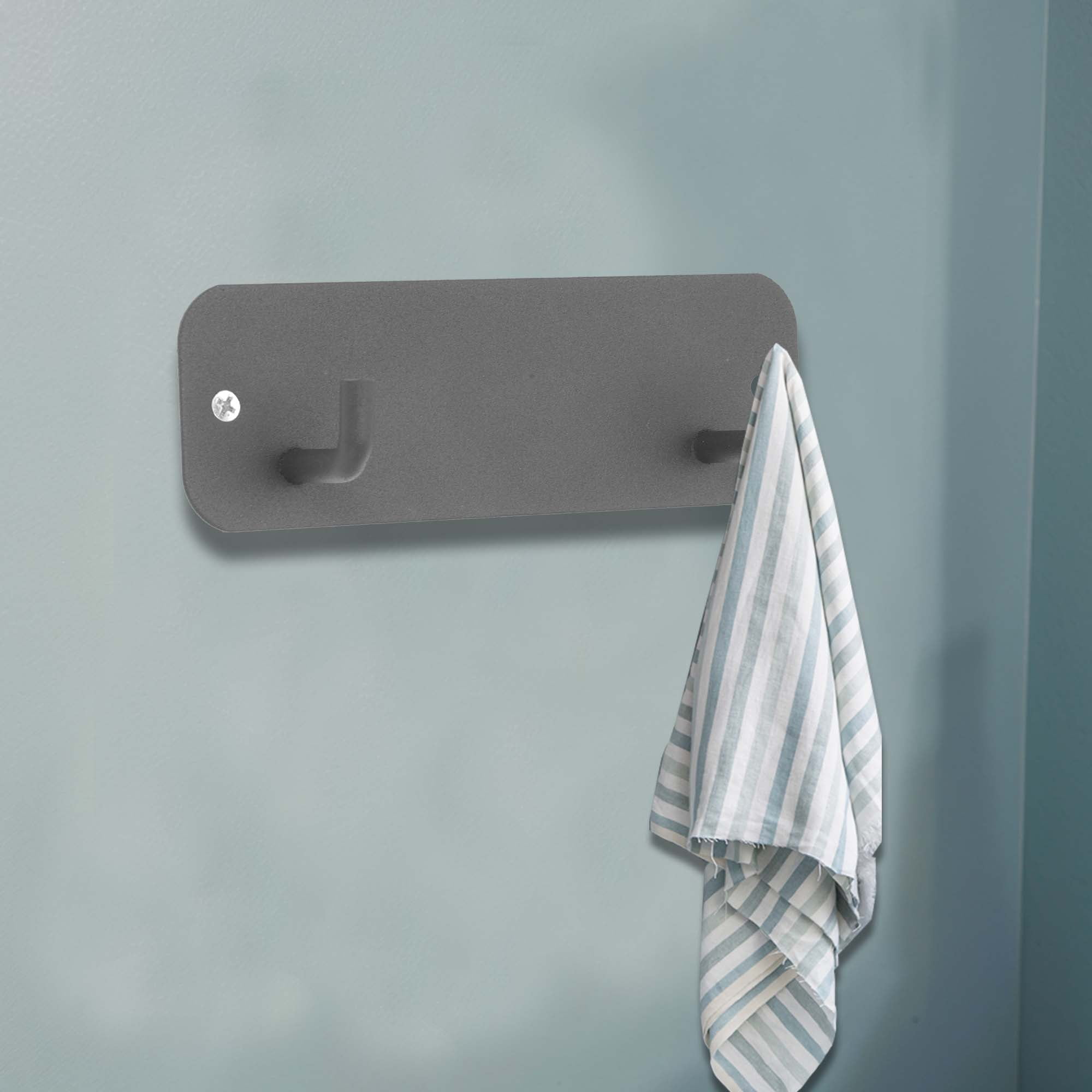 Unique Bargains Coat Rack Wall Mount Hooks for Hanging Gray 4.72"x1.57"x0.12" 1 Pc